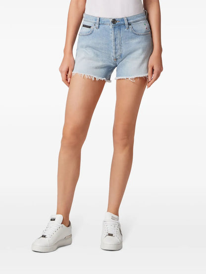 Logo-Appliquéd Denim Mini Shorts