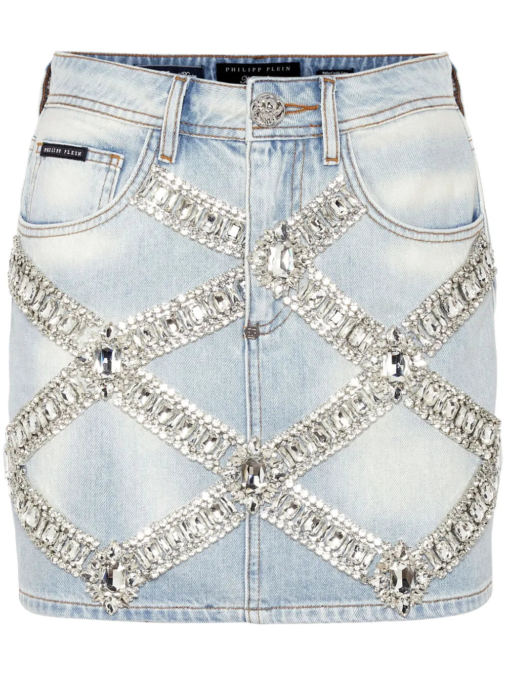 Denim Brooch Mini-Skirt