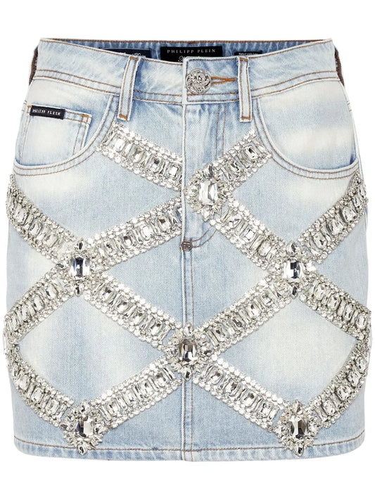 Denim Brooch Mini-Skirt