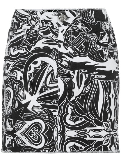 Tribal Circus Denim Miniskirt