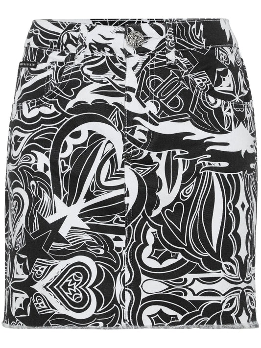 Tribal Circus Denim Miniskirt