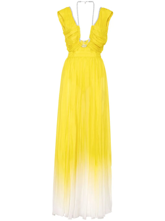 V-Neck Silk Maxi Dress