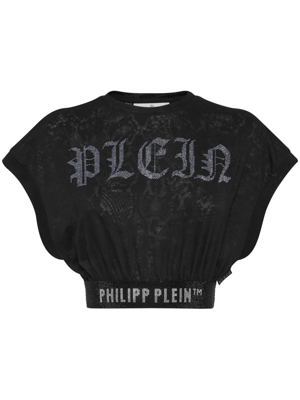 Crystal-Embellished Cropped T-Shirt