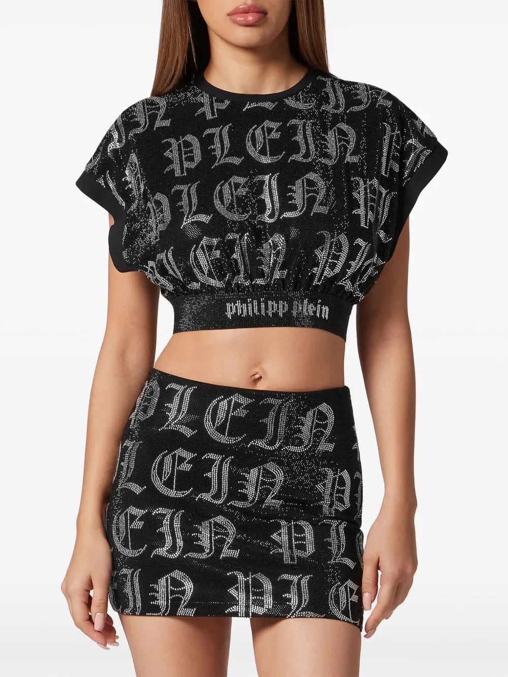 Crystal-Embellished Cropped Top
