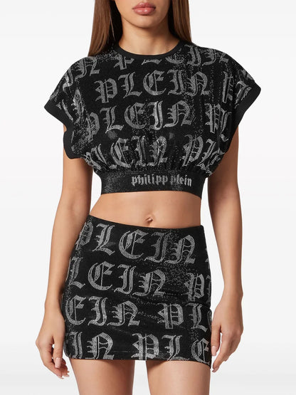 Crystal-Embellished Cropped Top
