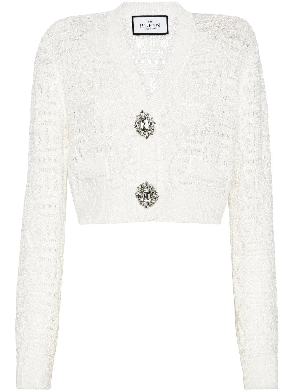Monogram Crochet-Knit Cardigan