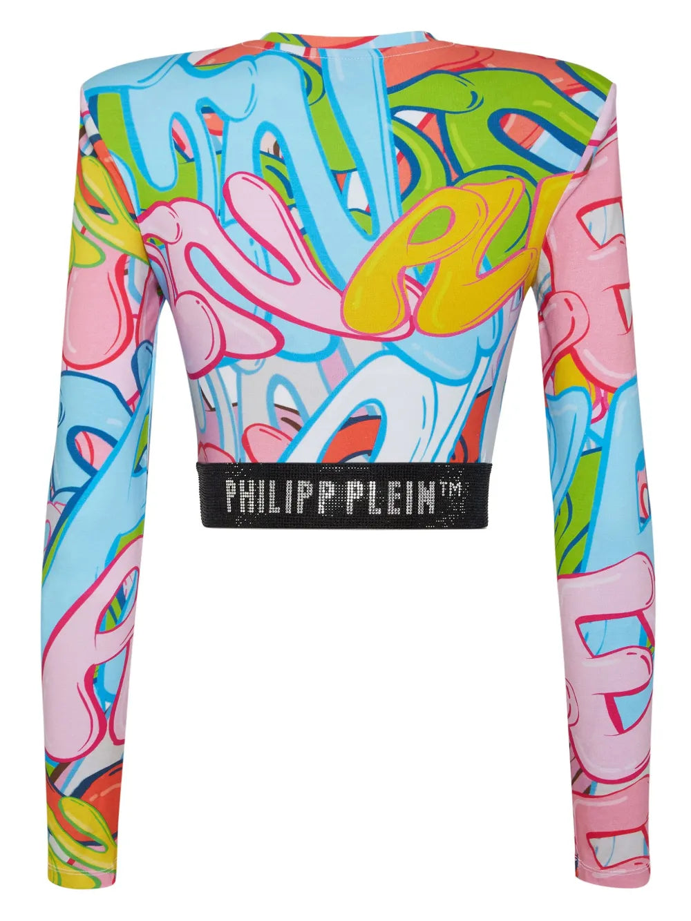 Padded Shoulder Cropped Top Ls Bombing Graffiti