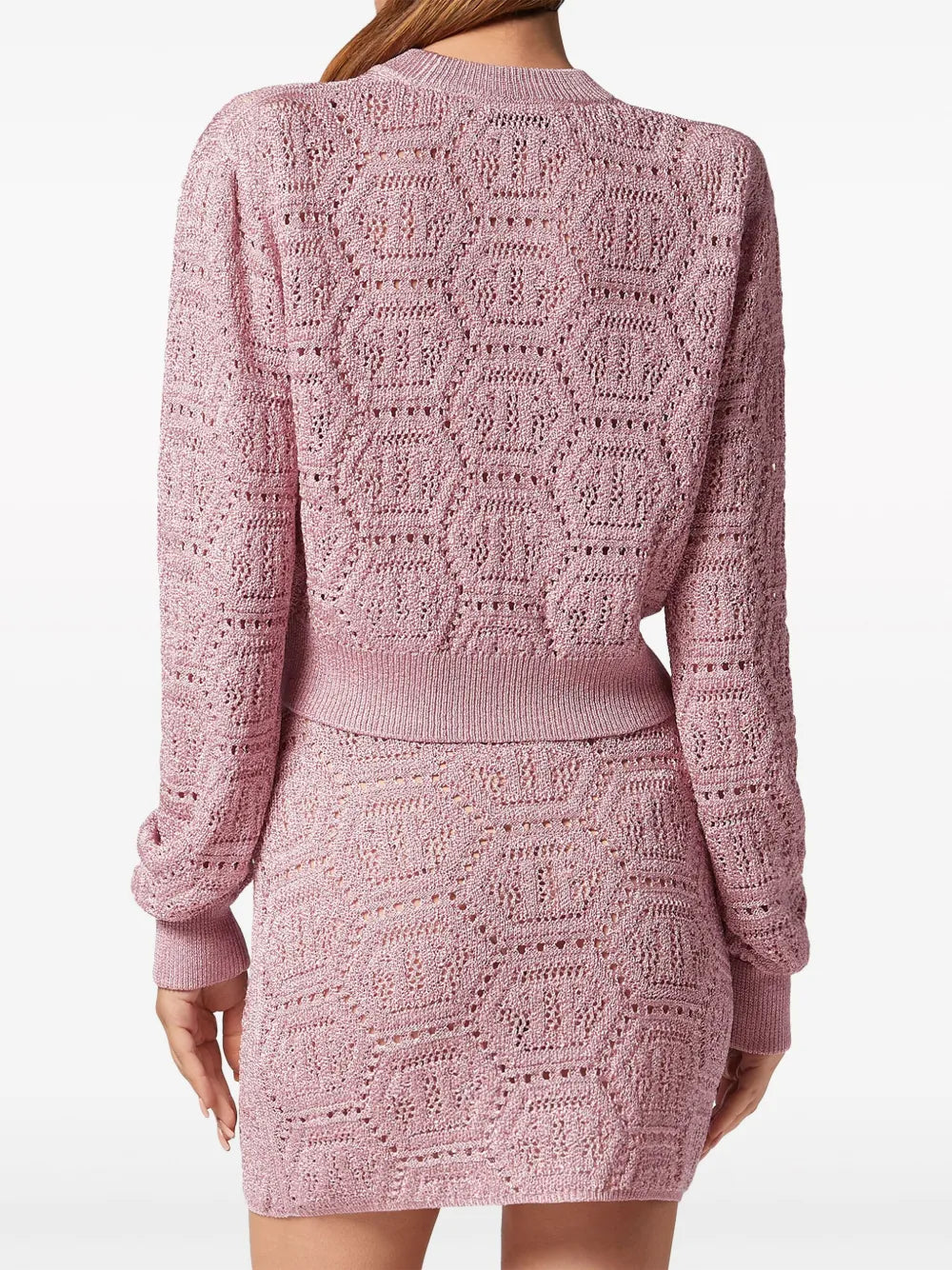 Monogram-Knit Cropped Cardigan