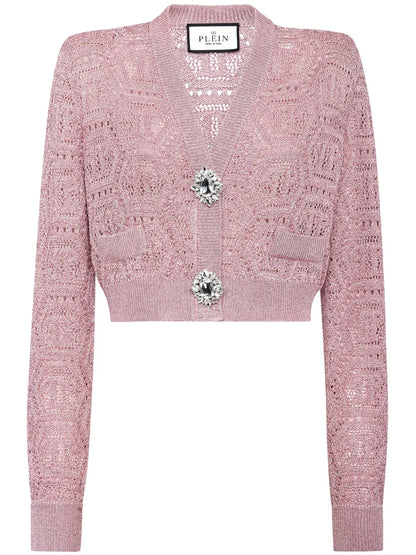Monogram-Knit Cropped Cardigan