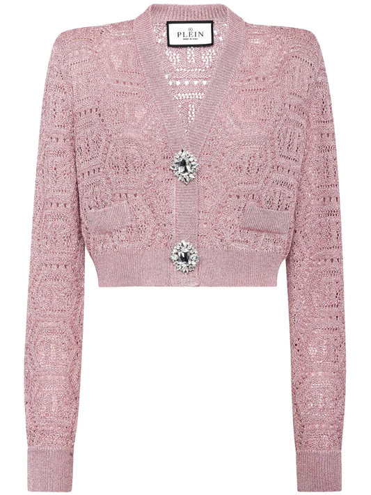 Monogram-Knit Cropped Cardigan
