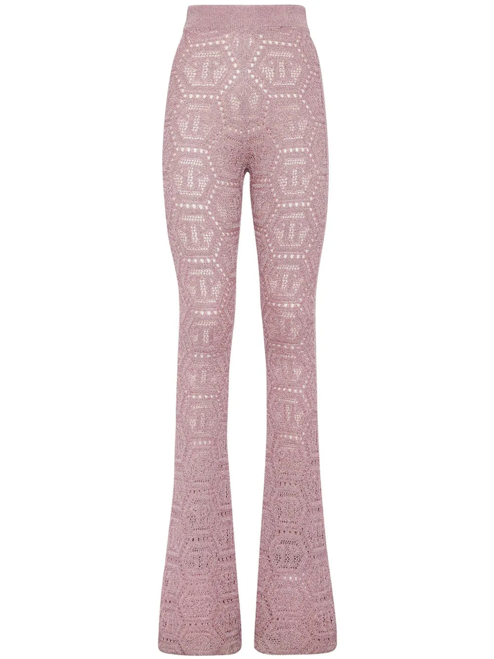 Monogram-Pattern Open-Knit Trousers