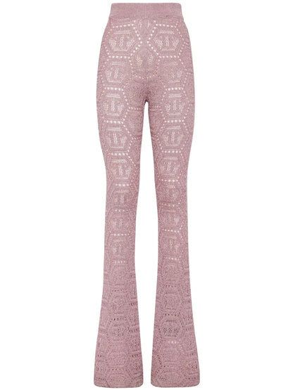 Monogram-Pattern Open-Knit Trousers