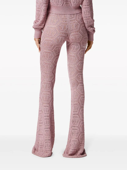 Monogram-Pattern Open-Knit Trousers