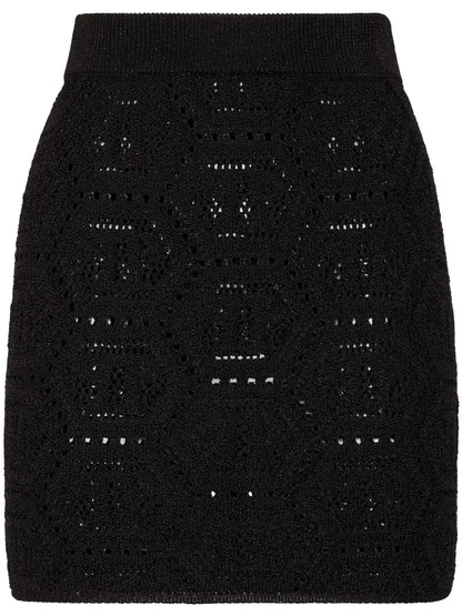 Monogram-Pattern Knitted Miniskirt