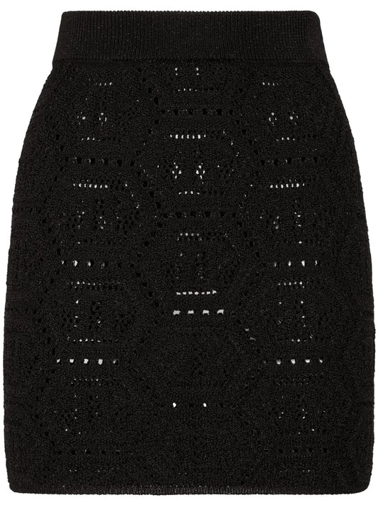 Monogram-Pattern Knitted Miniskirt