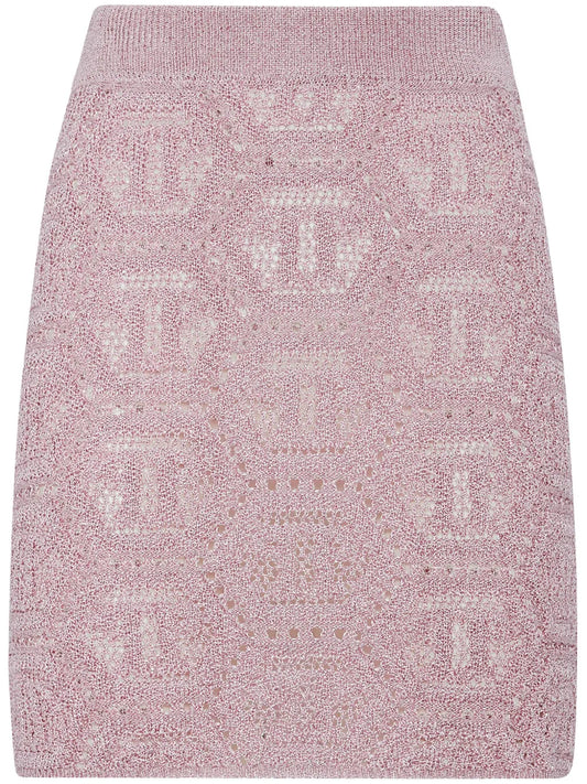 Monogram-Pattern Knitted Miniskirt