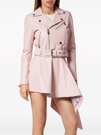 Cropped Leather Biker Jacket