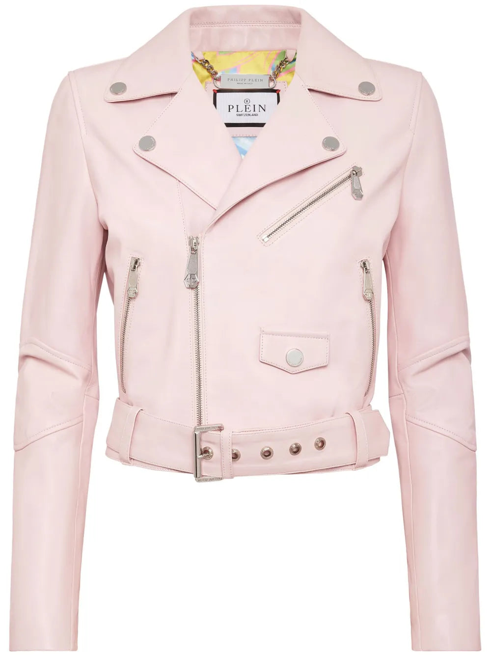 Cropped Leather Biker Jacket