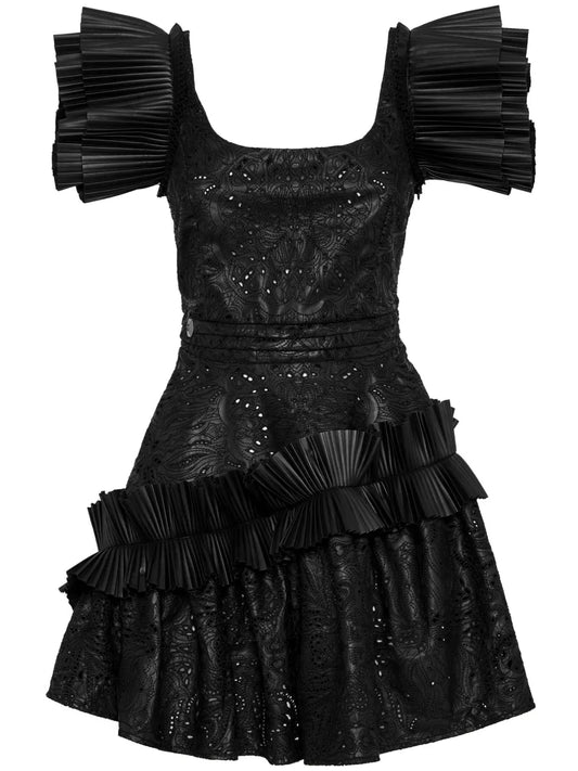 Ruffled Faux-Leather Minidress