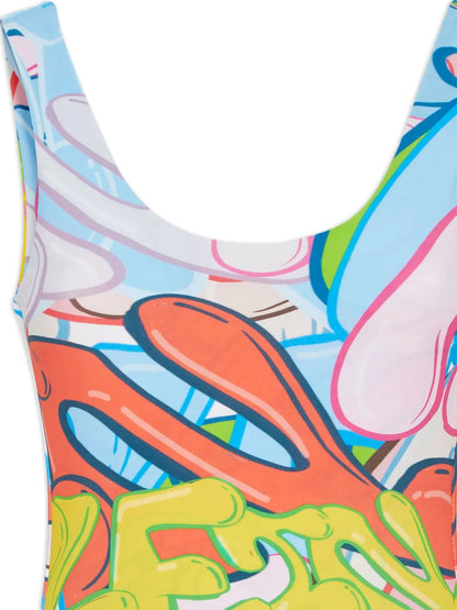 Graffiti-Print Stretch Swimsuit
