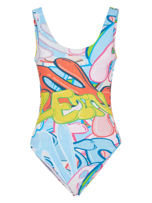 Graffiti-Print Stretch Swimsuit