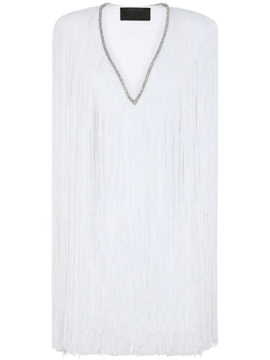 Fringed V-Neck Mini Dress