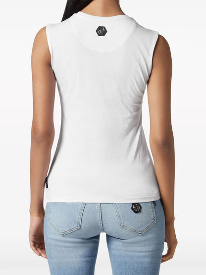 Crystal-Embellished Logo-Print Tank Top