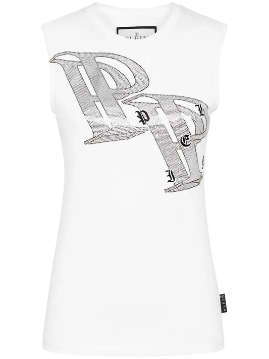 Crystal-Embellished Logo-Print Tank Top