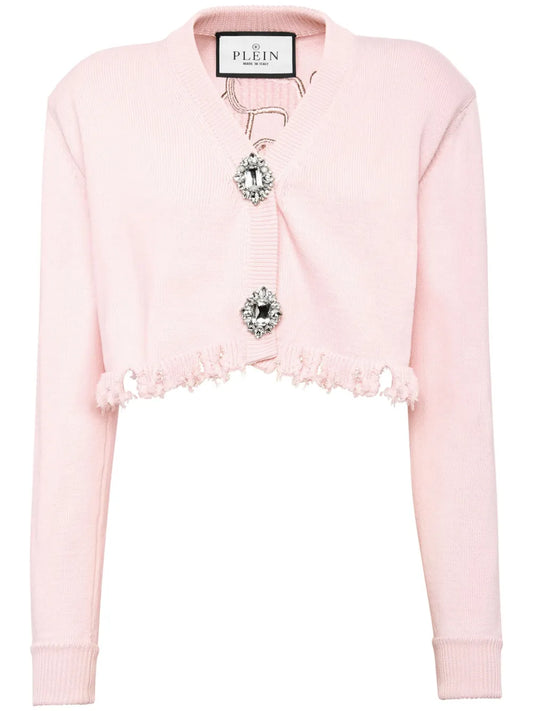 Logo-Embroidered Cropped Cotton Cardigan