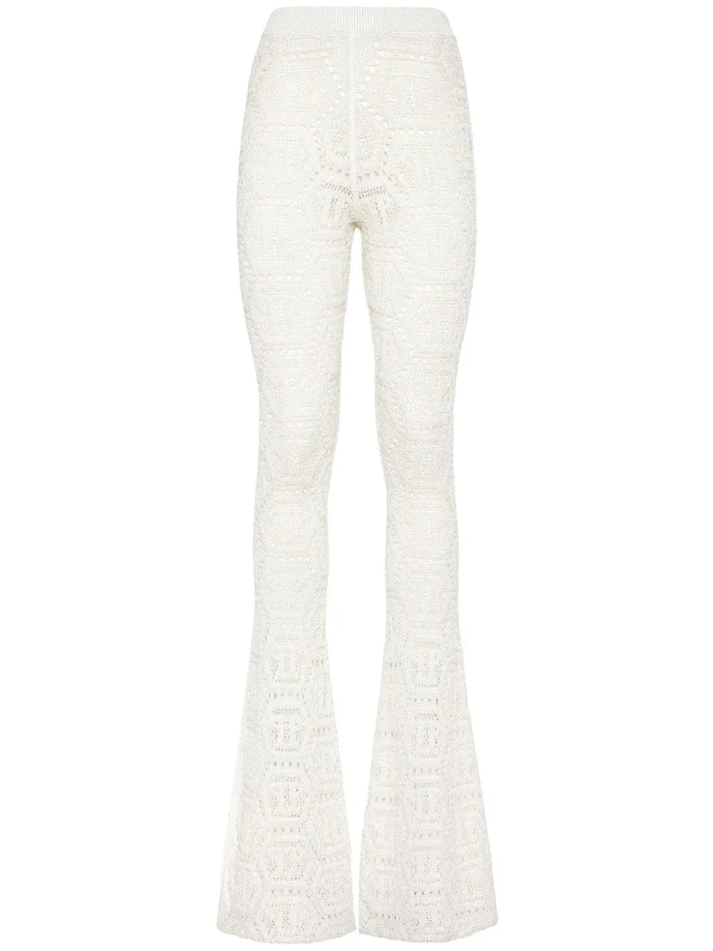 Monogram-Pattern Open-Knit Trousers