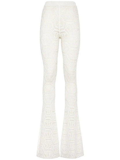 Monogram-Pattern Open-Knit Trousers