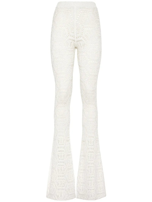 Monogram-Pattern Open-Knit Trousers