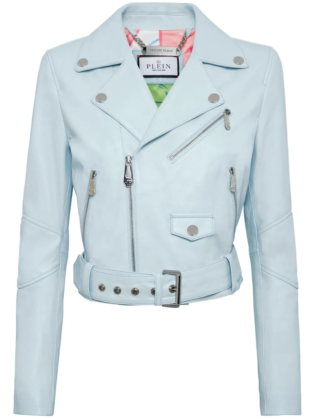 Cropped Leather Biker Jacket