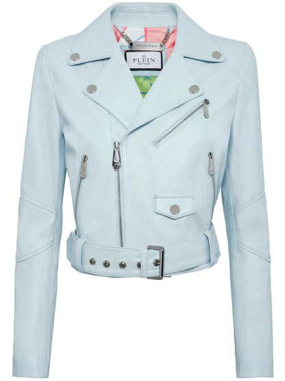 Cropped Leather Biker Jacket