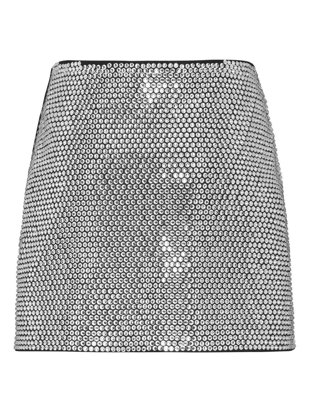 Crystal-Embellished Leather Miniskirt