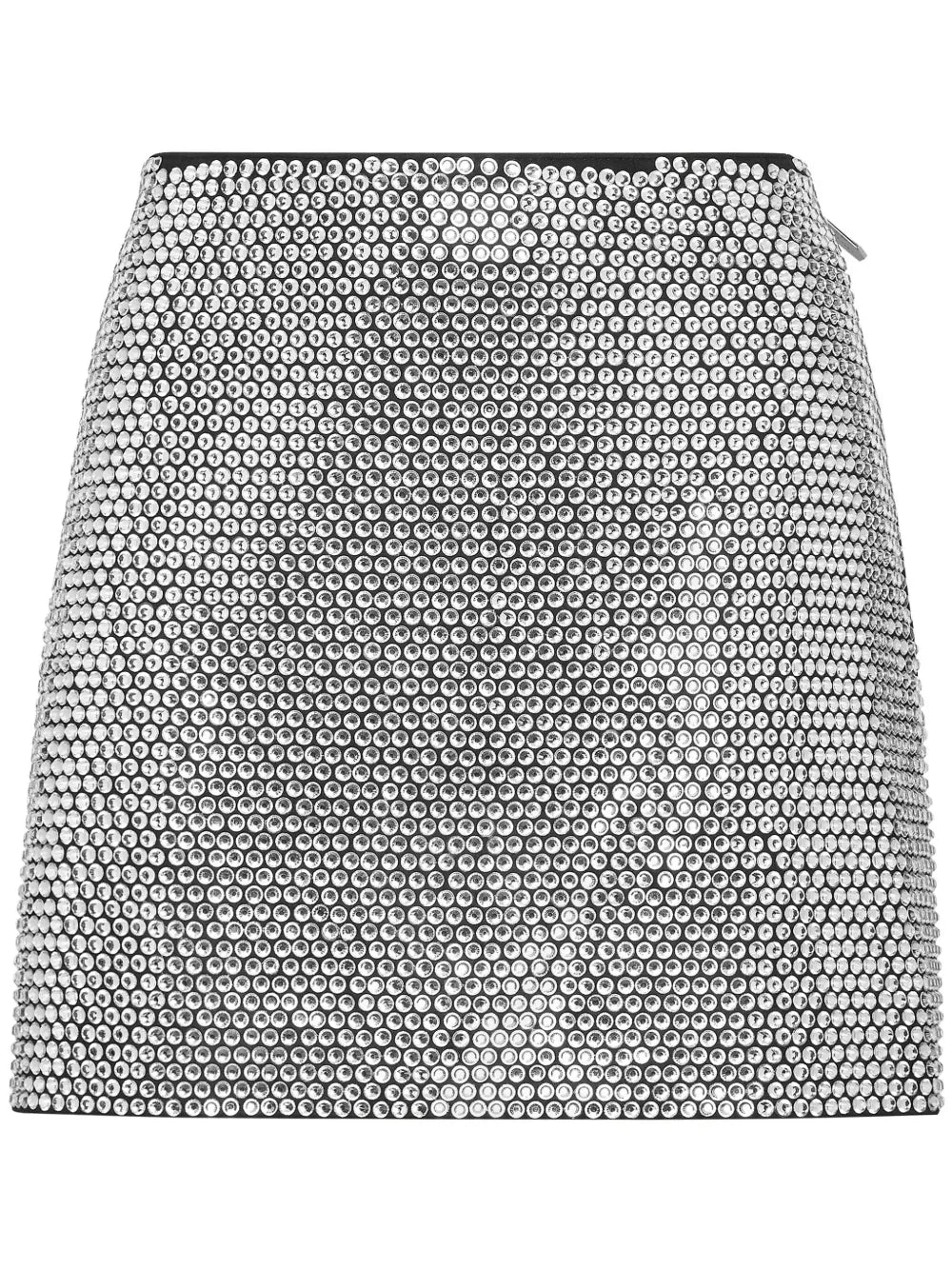 Crystal-Embellished Leather Miniskirt