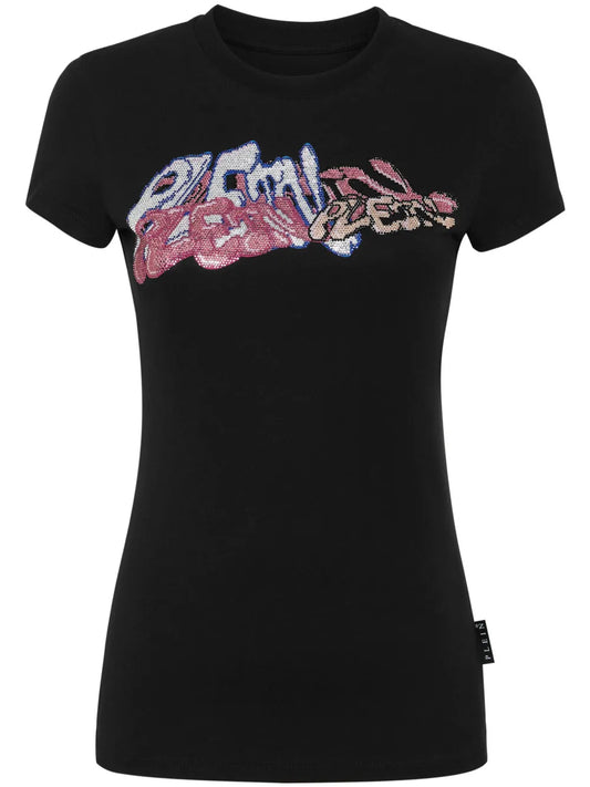 Crystal-Embellished Logo-Print T-Shirt