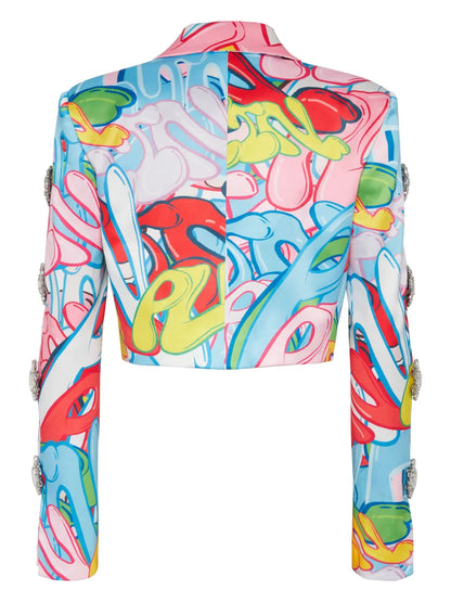 Bombing Graffiti-Print Spencer Jacket