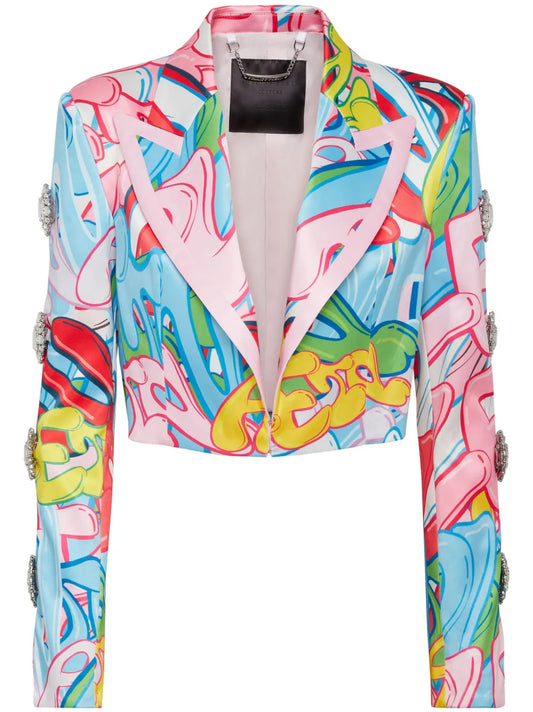 Bombing Graffiti-Print Spencer Jacket