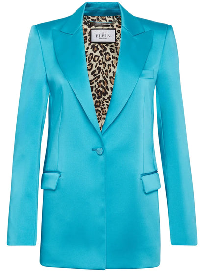 Skull Stud-Embellished Satin-Finish Blazer