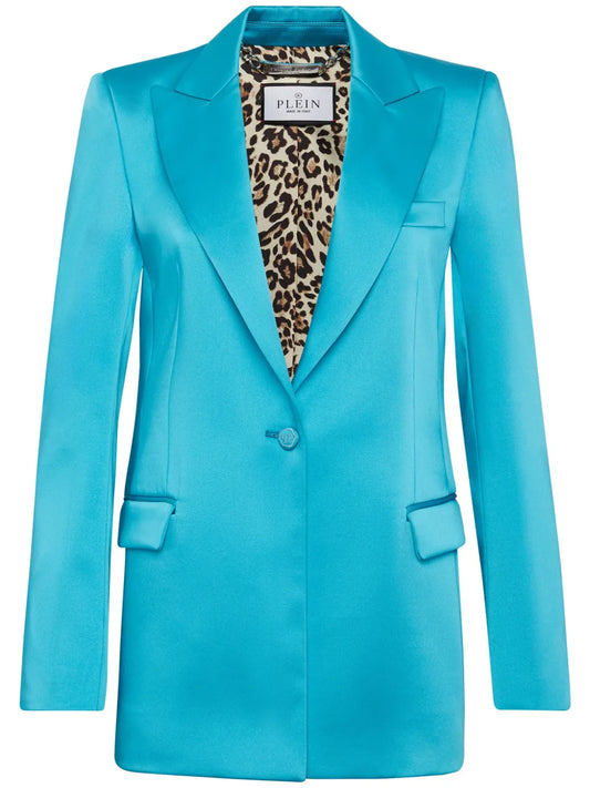 Skull Stud-Embellished Satin-Finish Blazer