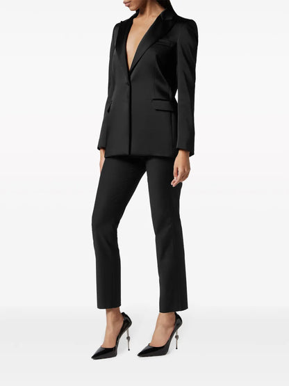 Crystal-Skull Satin Blazer
