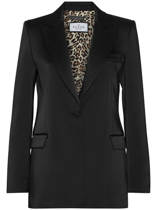 Crystal-Skull Satin Blazer