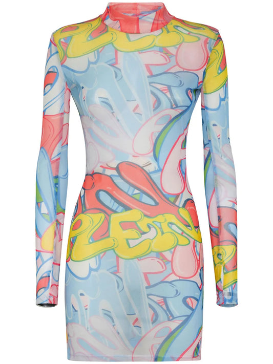 Bombing Graffiti-Print Mini Dress