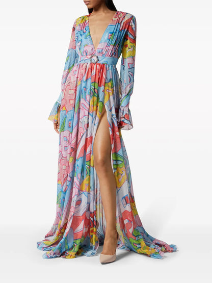 Bombing Graffiti-Print Maxi Dress