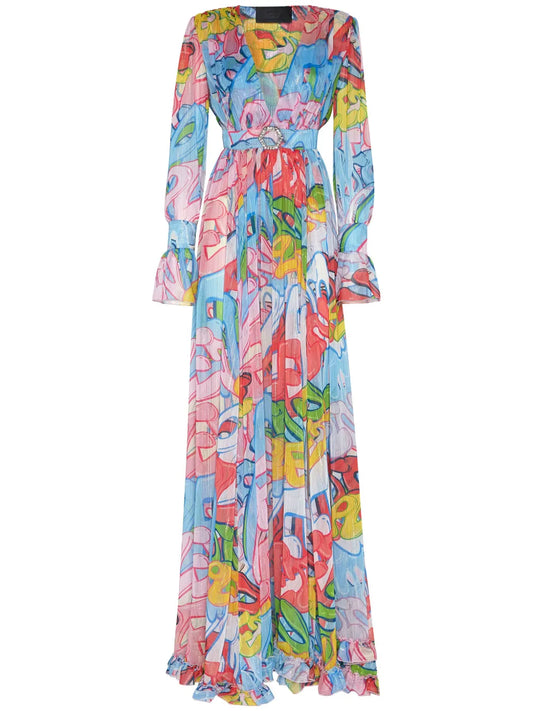 Bombing Graffiti-Print Maxi Dress