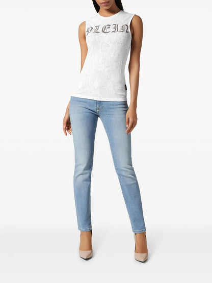 Crystal-Embellished Logo-Print Tank Top