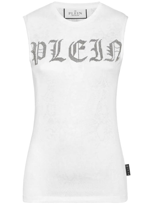 Crystal-Embellished Logo-Print Tank Top