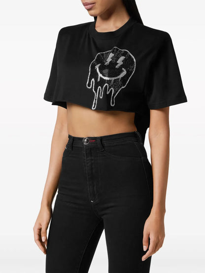 Smiley-Face Cropped T-Shirt