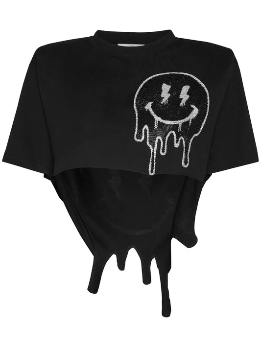 Smiley-Face Cropped T-Shirt